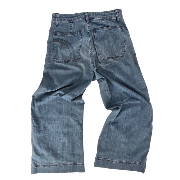 Madewell Emmett Rainbow Stitched Edition Medium Wash Wide Leg Crop Jean Women 27 - Picture 3 of 8